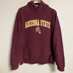 ARIZONA STATE 裏起毛フード付きスウェットパーカー バーガンディ L