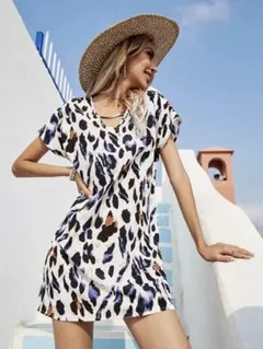 【SHEIN】レオパード柄ミニワンピース