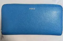 FURLA 青 レザー 長財布 箱あり