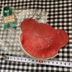 赤いクマの顔型コインケース・ハンドメイド　超嬉しい顔♡