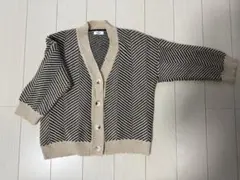 LaLa ヘリンボーンニットカーディガン