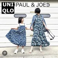 ポール＆ジョー キャミワンピース 110 ユニクロ ワンピース 青 猫 ネコ柄のサムネイル