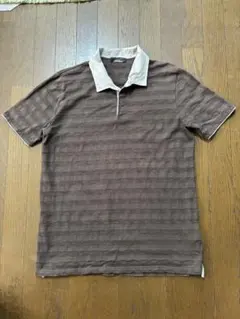 BEAMS ポロシャツ ブラウン ボーダー柄のサムネイル