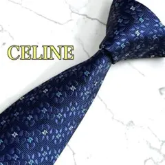 極美品✨セリーヌ ネクタイ 光沢 ストライプ ロゴグラム イタリア製