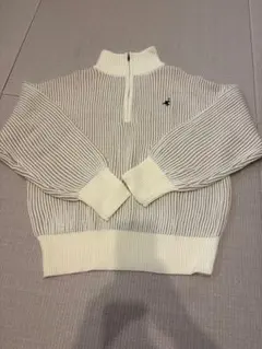 ハーフジップ ニット セーター ベージュ アイボリー
