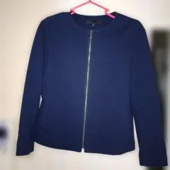 UNIQLO ノーカラージャケット 　カーデガン　ネイビー
