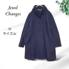A621ジュエルチェンジズ/ロングコート【M】サイズ36/濃ネイビー/隠ボタンのサムネイル