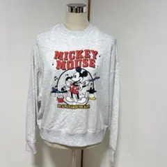 新品タグ付 ディズニー ミッキー スウェット トレーナー M オートミール