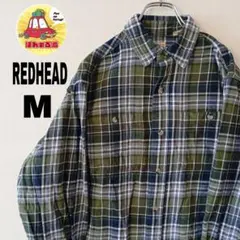USA古着 REDHEAD リメイクネルシャツ　M グリーン　ネイビー　チェック