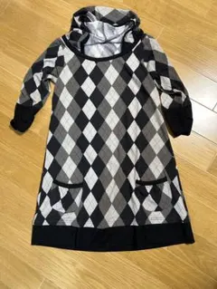 ダイヤモンド柄 フード付きチュニック