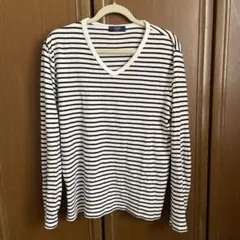BACK NUMBER ボーダーVネックシャツ Lサイズ