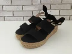 Gaimo エスパドリーユ サンダル リボン ブラック　美品 厚底のサムネイル