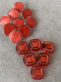 レトロボタン　オレンジに近い 明るい赤 ⑦