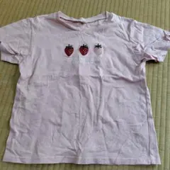 いちご刺繍 ピンク Tシャツ 130　apres les cours