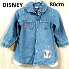 デニム長袖シャツ リボン刺繍付き