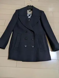 お値下げセールバーバリー黒 ダブルブレスト ピーコート