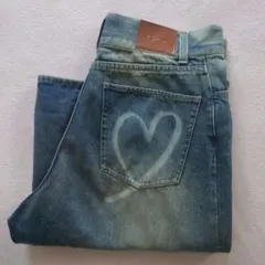 Chicoハートプリントボックスワイド デニムパンツ　size:1