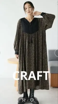CRAFT//花柄ミディ丈ワンピース ☆インドコットン美品
