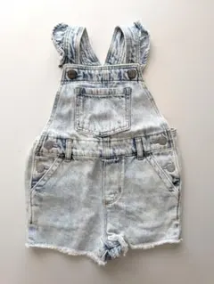 Gap フリル付きデニムショートオーバーオール 90cm