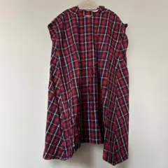 LOISIR ノースリーブ ロングワンピース 赤チェック