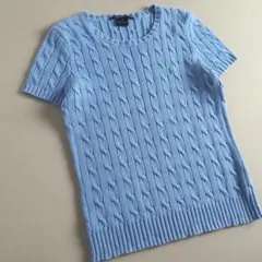 Polo Ralph Lauren コットン半袖ニット M ライトブルー 人気色 - メルカリ