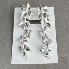 フラワーデザイン パール シルバー イヤリング