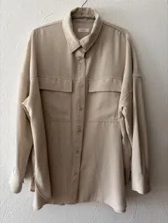 ローリーズファーム PツイルオーバーシャツLS ベージュ