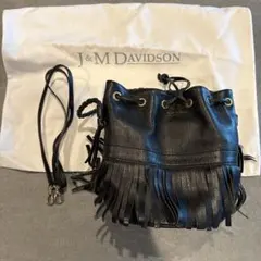 J&M DAVIDSON ブラック フリンジショルダーバッグ