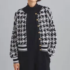 グレースコンチネンタル ダイアグラム 千鳥柄 ニット カーディガン 36