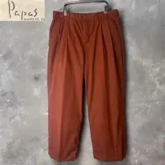 Papas パパス コットン ツータックワイドパンツスラックス ブラウン L