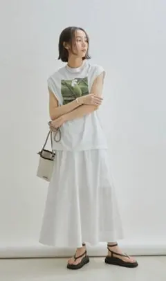 SALON adam et rope白ギャザースカートペチコート付きのサムネイル