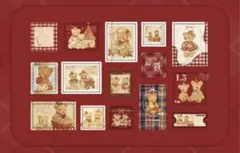 ❁⃘コラージュ素材 ❁⃘クマちゃん ❁⃘切手風シール