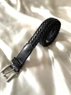 ポロラルフローレン　レザーベルト　編み込み　真鍮　ブラス　ブラック