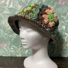 手編み バケットハット 個性派 カラフル 古着 韓国ファッション