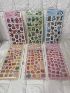 【新品未使用】可愛いシール 6枚セット ぷくぷくシール クリアシール まとめ売り