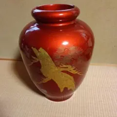 朱塗風 山水図 花瓶 花器 花入 飾り壺 中国美術 中国風 インテリア
