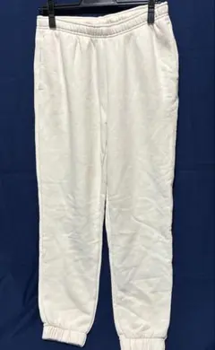 ウエストゴム裏起毛で暖かいありオフホワイト ジョガーパンツスウェット素材インド製