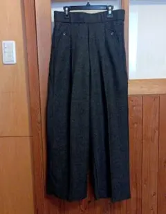 ツイード ワイドパンツ アウトタック センタープレスあり　レディース Ｌ