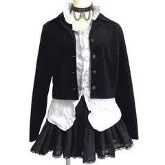ジャンク品☆h.NAOTO Bloodベロア調ジャケット 蝶柄インナー重ね着風