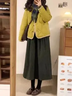 コーデュロイ Aライン ロングスカート カジュアル ハイウエスト スリム見え