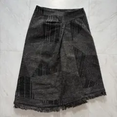 バーバリーロンドン フリンジ ロングスカート アシメ カシミヤ アンゴラ 40