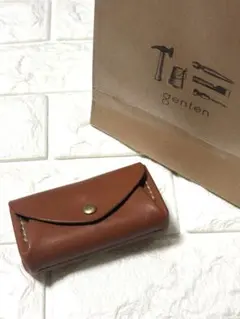 【未使用】genten 牛革レザー小銭入れ ブラウン