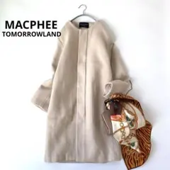 MACPHEE✨トゥモローランド ノーカラーウールコート ジップアップ