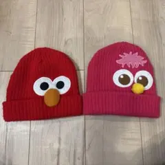 エルモとモッピーのニット帽セット