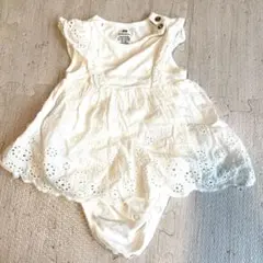 H&M ホワイト フリル付きロンパース 50cm