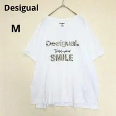 デシグアル Tシャツ 刺繍ロゴ M 白 半袖 綿100% カジュアル　P2555のサムネイル