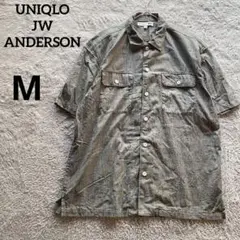 UNIQLO JWANDERSONコラボ半袖シャツ グレーM 刺繍ロゴ 綿100