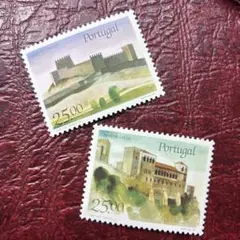 76759セール現品限　外国切手　ポルトガル発行建築物2種揃城