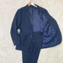 ユニクロ +J ウールブレンドスーツ セットアップ ストライプ ネイビー M