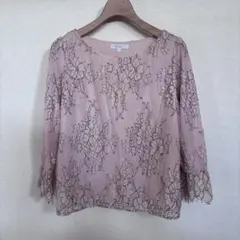 美品　プロポーションボディドレッシング　花柄レース　カットソー L